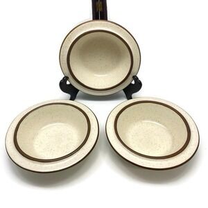 Fabrik Spokane 3 pcs Brown‎ Rim 7" Speckled Stoneware Soup Bowls Jim McBride